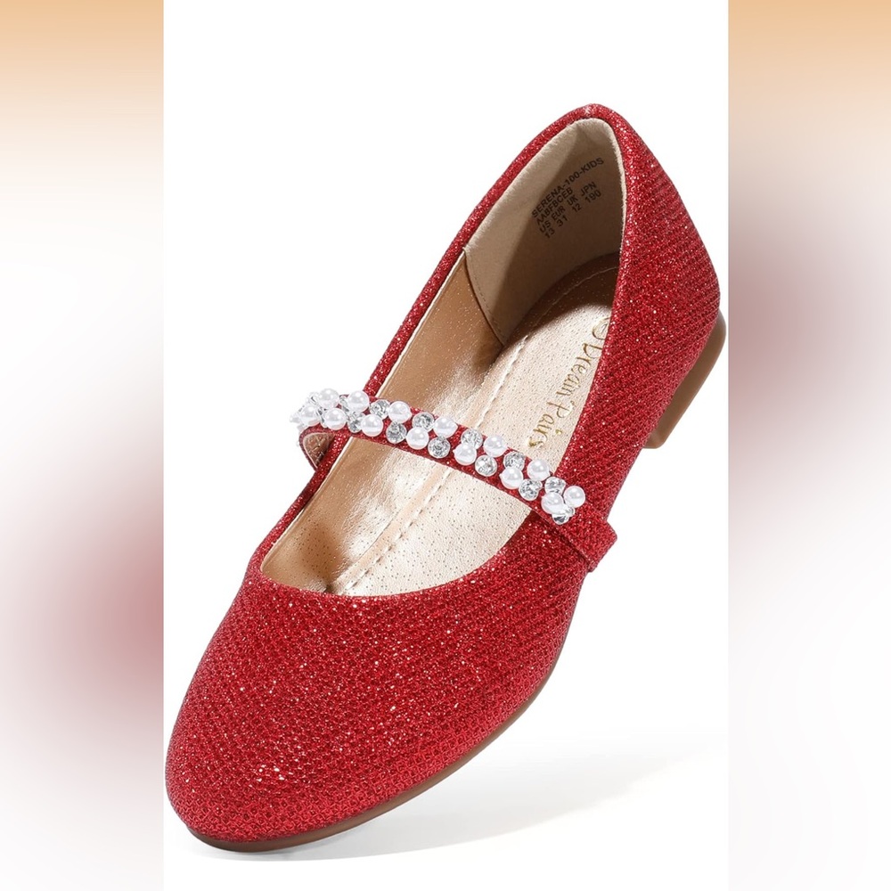 Girls Dream Pairs Red Glitter Kids Shoes